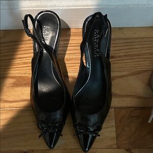 Lauren Ralph Lauren Black Slingback Heels with Bow